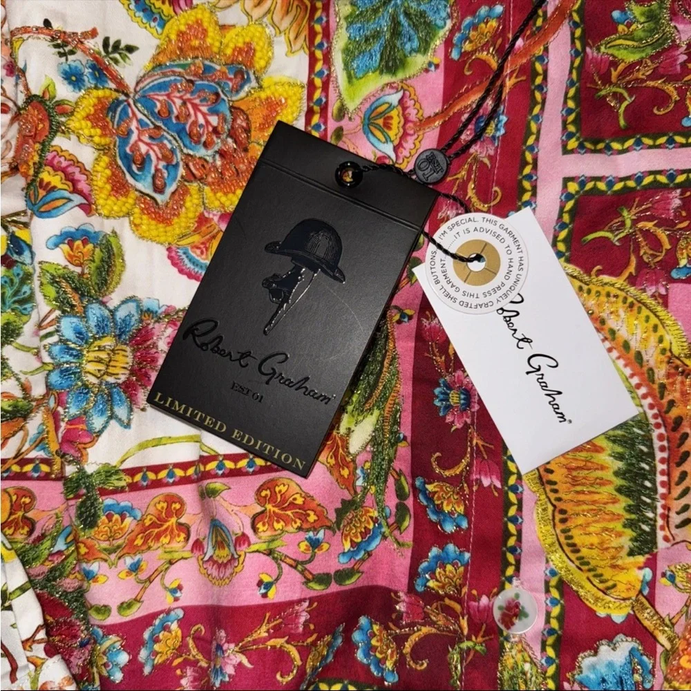 Robert Graham Multicolor  GIVERNY FLOWERS LIMITED EDITION Sz L $398 NWT - Picture 15 of 16